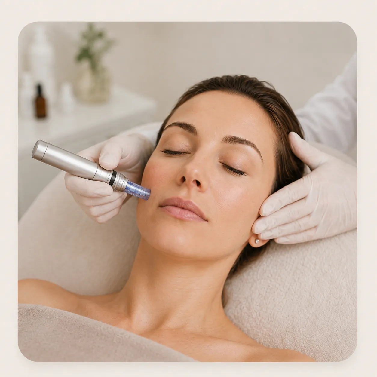 Ruhige Microneedling‑Behandlung